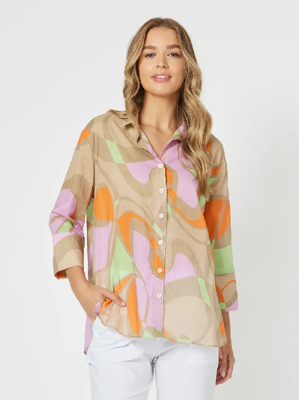 Grazia Mio Shirt - Stone-- Faux Fur Fabric Real Fur Fabric Shearling Fabric