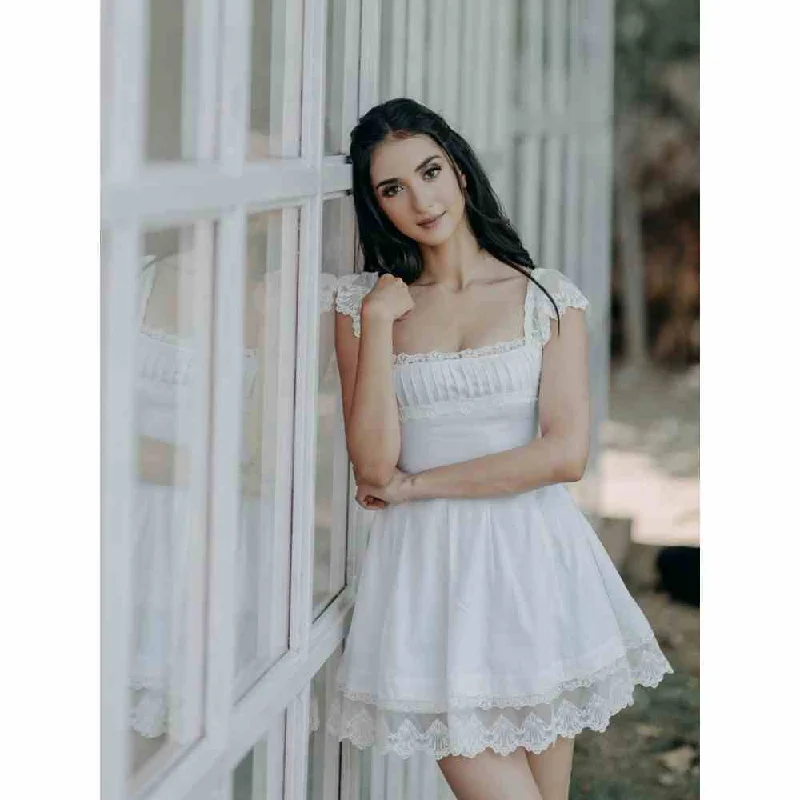 Old Marigold Angelina White A-Line Mini Dress Classic Floral Mini Dress