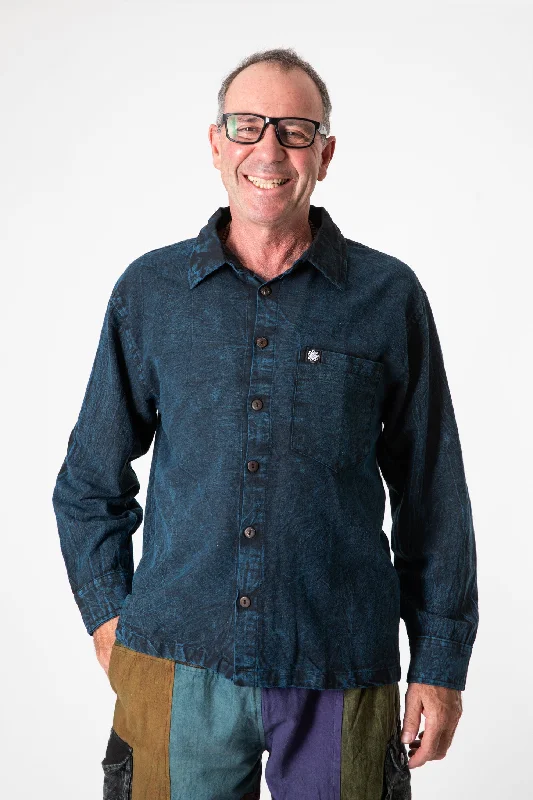 Simple Cotton Stone Wash Shirt-- Thin T-Shirt Open Front Quick Dry