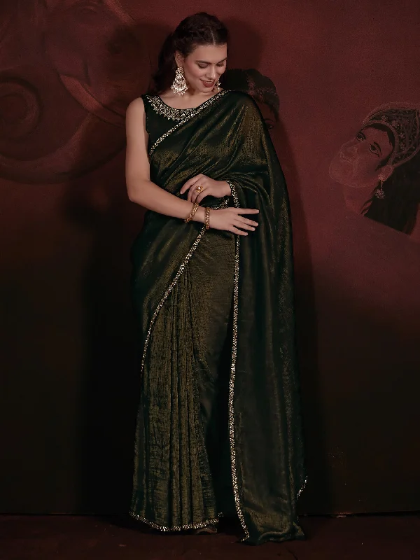 Women's Viscose Silk Olive Embellished Designer Saree With Blouse Piece Wrap Front Blouse Women's Viscose Silk Olive Embellished Designer Saree With Blouse Piece Wrap Front Blouse