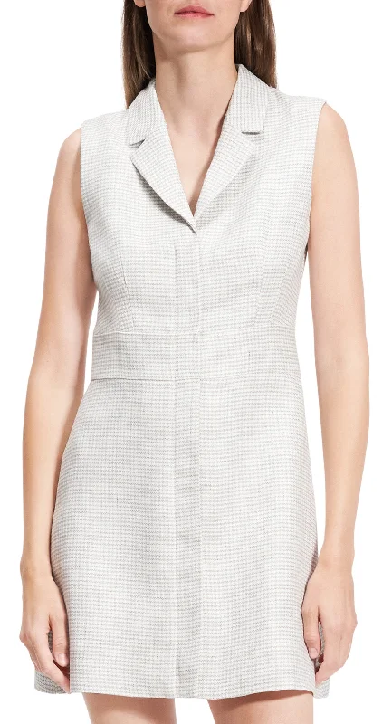 Front Zip Mini Dress Platinum Multi - Theory Women Stylish Short Sleeve Mini Dress