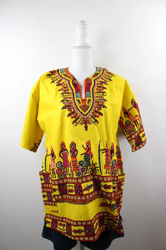Vintage Colourful Blouse (XL) Casual Button Blouse
