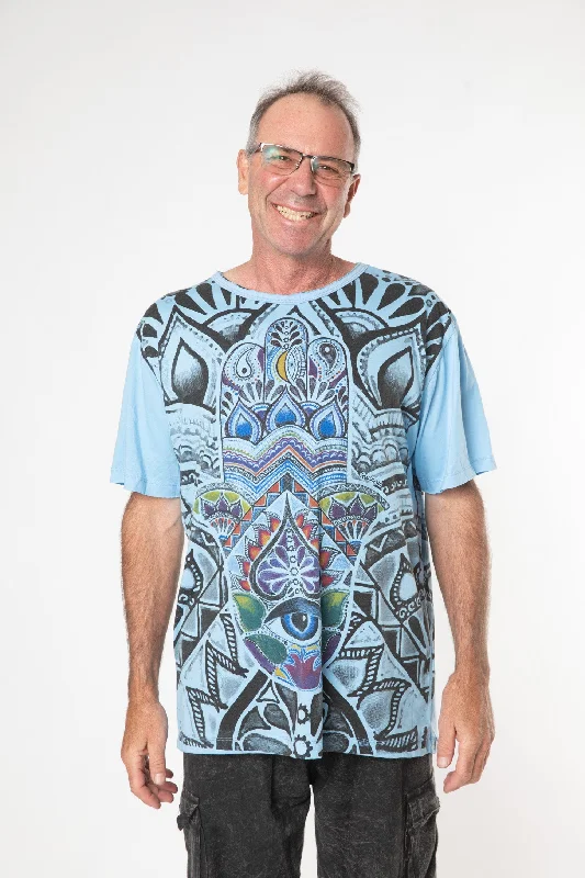 Mexicali Blue Hamsa Zen T-Shirt-- Hooded Caped Shawl Collar