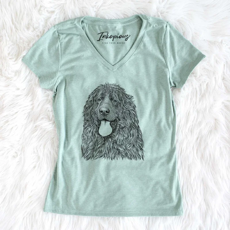Bare Neptune the Newfoundland - Women's V-neck Shirt-- Terry Blend Velvet Blend Canvas Blend Bare Neptune the Newfoundland - Women's V-neck Shirt-- Terry Blend Velvet Blend Canvas Blend