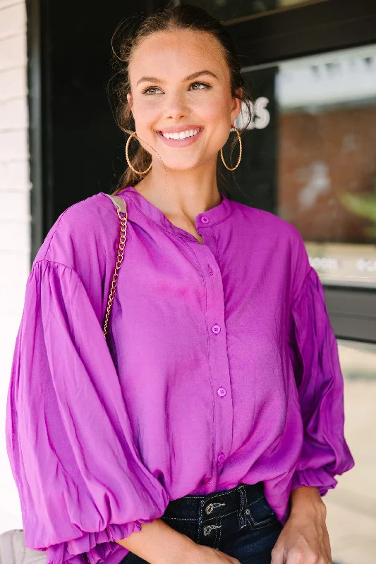 Fate: Far From Over Purple Puff Sleeve Blouse Feminine Ruffle Blouse