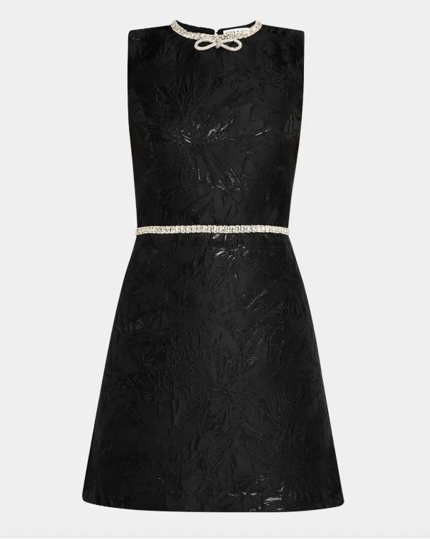 Ellis Embellished Mini Dress With Bows Black - Alice + Olivia Chic Puff Sleeve Mini Dress Ellis Embellished Mini Dress With Bows Black - Alice + Olivia Chic Puff Sleeve Mini Dress