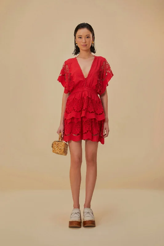 Richelieu Mini Dress Red - Farm Rio Comfortable Casual Mini Dress