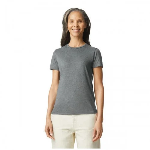 Gildan Womens/Ladies Heather T-Shirt-- Collared T-Shirt Boat Neck A-Line