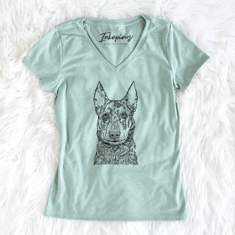 Bare Riggs the Beauceron - Women's V-neck Shirt-- Iron Safe Non-Iron Wrinkle Free