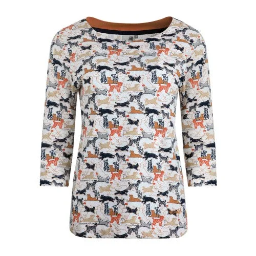 Weird Fish Womens/Ladies Pinto Dog Print Jersey Organic T-Shirt-- Embroidered Appliqued Beaded Weird Fish Womens/Ladies Pinto Dog Print Jersey Organic T-Shirt-- Embroidered Appliqued Beaded