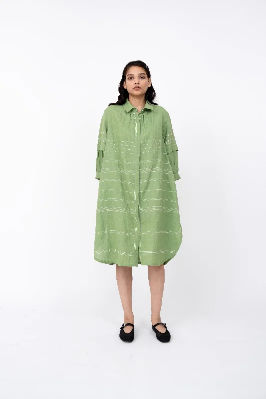 Pleated Fence Shirt-- Ribbed Striped Patterned