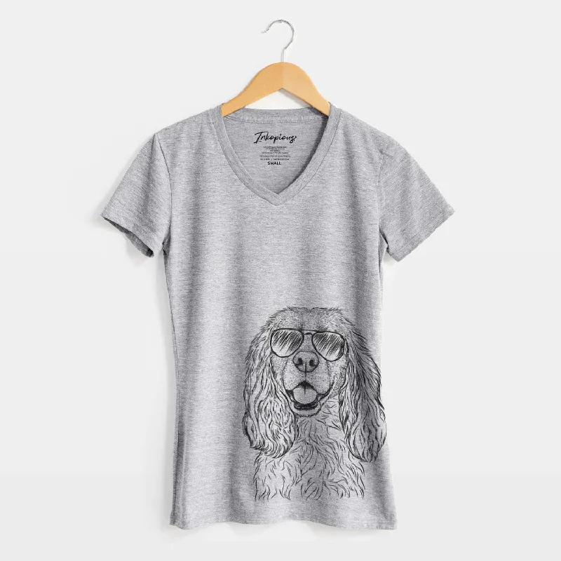 Aviator Perry the Cockalier - Women's V-neck Shirt-- Oversized T-Shirt Spandex breathable Aviator Perry the Cockalier - Women's V-neck Shirt-- Oversized T-Shirt Spandex breathable