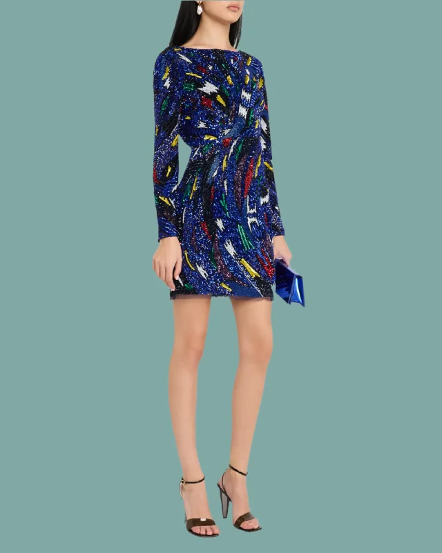 Bianca Bead & Sequin Mini Dress Trendy A-Line Mini Dress