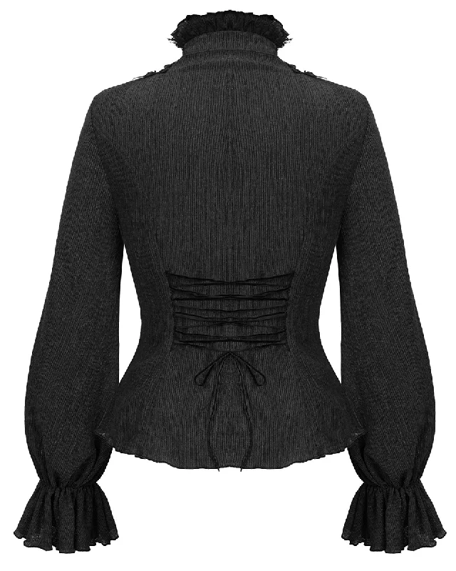 Devil Fashion Womens Gothic Floral Applique Blouse Top - Black Everyday Stylish Blouse Devil Fashion Womens Gothic Floral Applique Blouse Top - Black Everyday Stylish Blouse