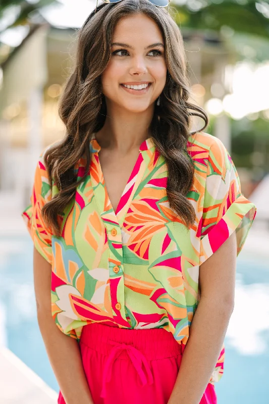 Best In Bold Green Abstract Blouse Casual Stripe Blouse
