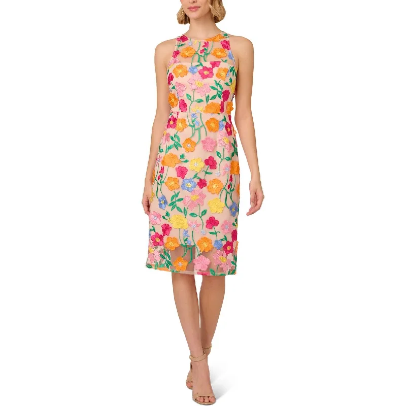 Adrianna Papell Womens Floral Embroidered Cocktail And Party Dress Pleated Skirt Elegant Adrianna Papell Womens Floral Embroidered Cocktail And Party Dress Pleated Skirt Elegant