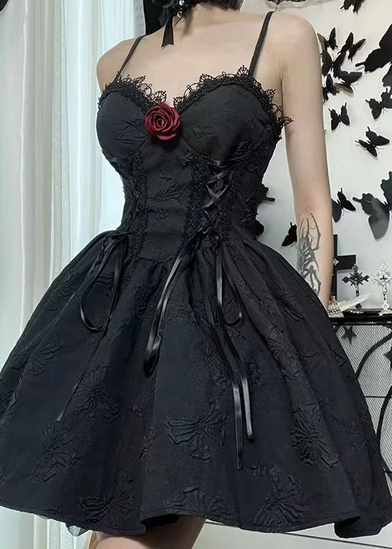 New Black Lace High Waist Patchwork Cotton Mid Dress Sleeveless Tunics Occasion special New Black Lace High Waist Patchwork Cotton Mid Dress Sleeveless Tunics Occasion special