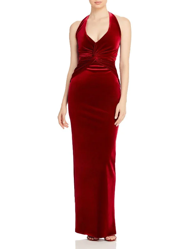 Womens Velvet Halter Evening Dress Tunics Essential wardrobe