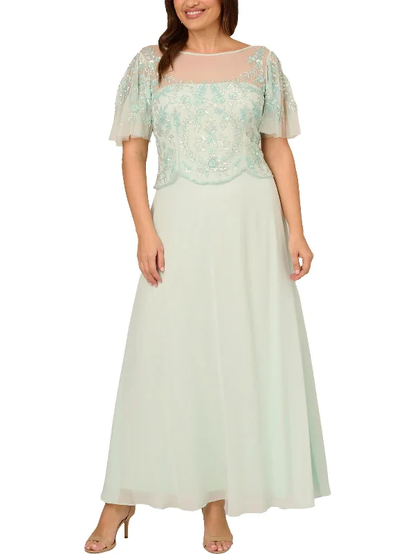Womens Beaded Maxi Evening Dress Tunics Print Colorful