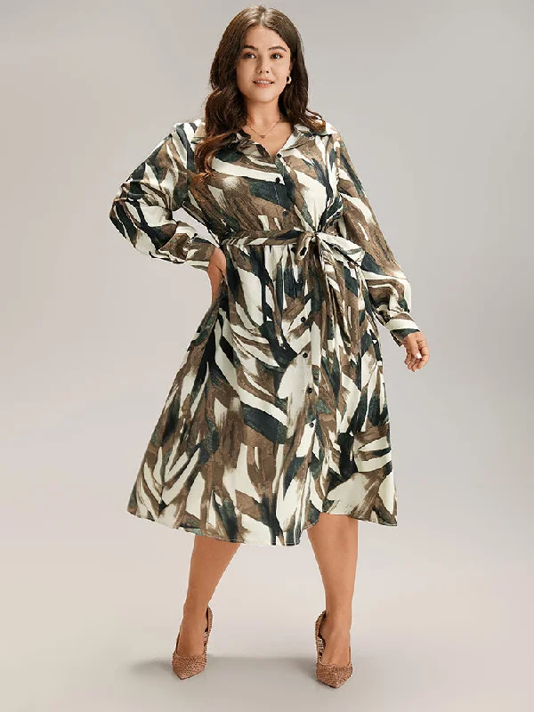 Colorblock Contrast Belted Button Through Dress Tunics Practical durable