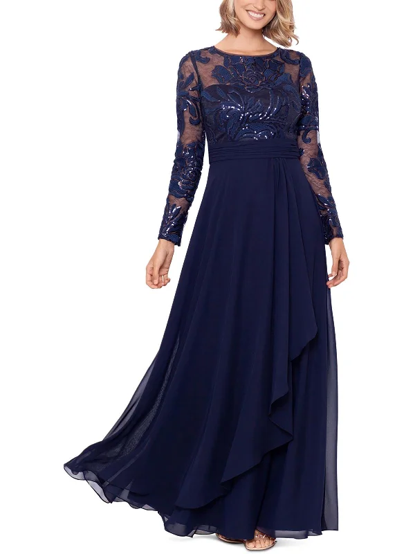 Womens Sequined Long Evening Dress Tunics Spring floral