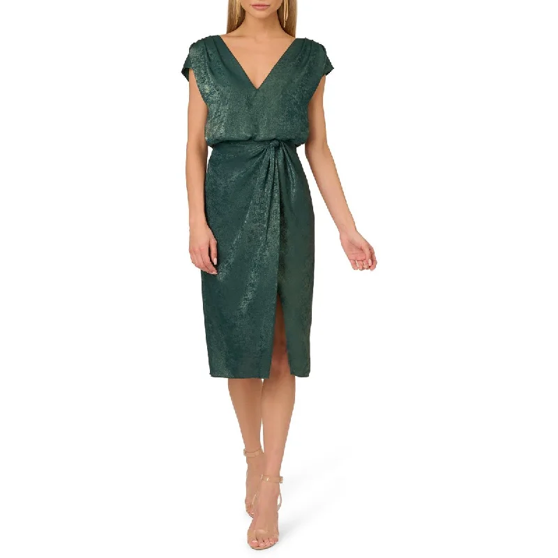 Adrianna Papell Womens Faux Wrap Foiled Cocktail And Party Dress High-Low Hemline Casual Adrianna Papell Womens Faux Wrap Foiled Cocktail And Party Dress High-Low Hemline Casual