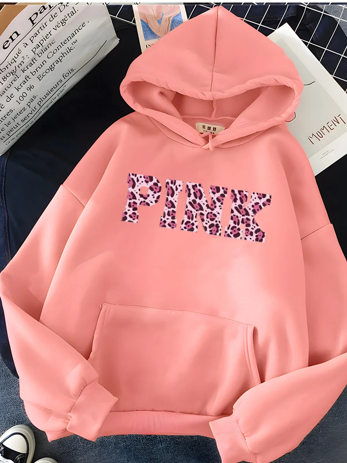 Hirsionsan Gothic Letter Print Hoodie for Women Soft Casual Loose Sportwear Female Sweatshirt Warm Fleece Ladies Clothes 2023 Hoodie with Monochrome Minimalist Simple Hirsionsan Gothic Letter Print Hoodie for Women Soft Casual Loose Sportwear Female Sweatshirt Warm Fleece Ladies Clothes 2023 Hoodie with Monochrome Minimalist Simple