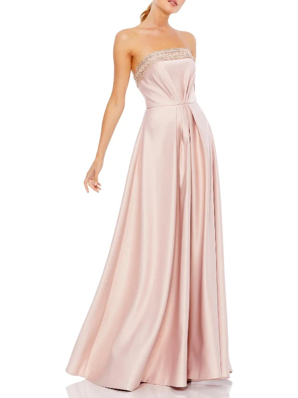 Womens Satin A-Line Evening Dress Tunics Trousers formal
