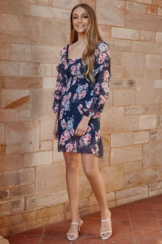 Gail Dress - Navy Floral (Final Sale) Tunics Trendy modern