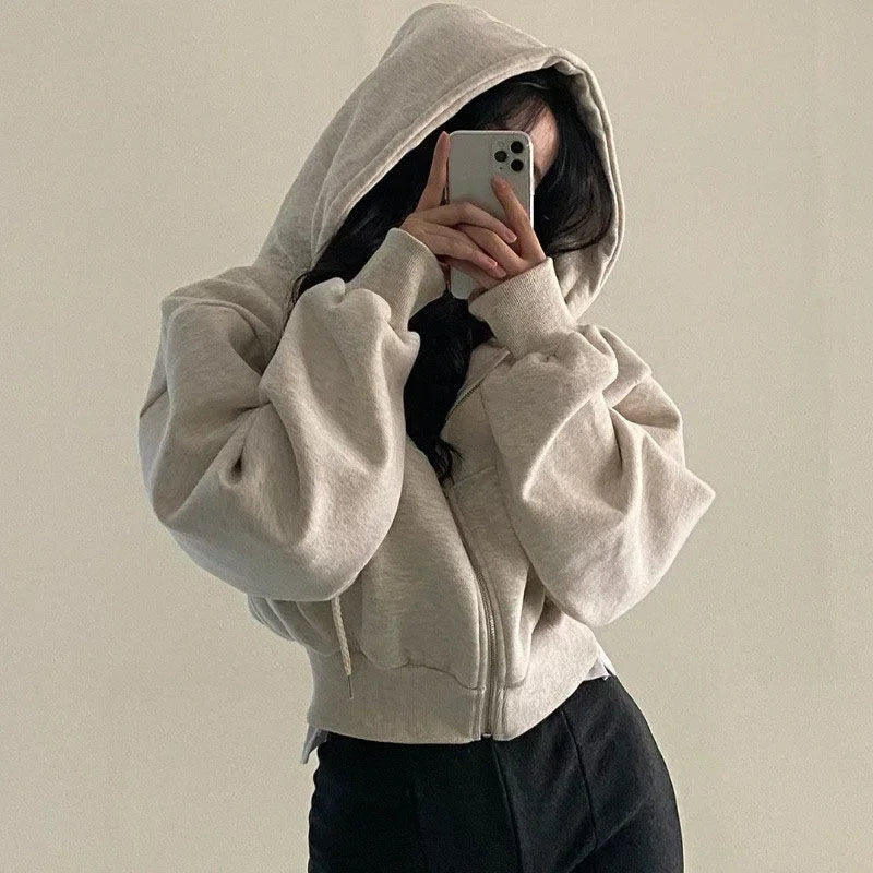 Spring Autumn New Insfleece-lined Versatile Cropped Slims Smooths Silhouette Zip-up Warm Navy Blue Hooded Sweatshirt Women Hoodie with Metallic Shiny Futuristic Spring Autumn New Insfleece-lined Versatile Cropped Slims Smooths Silhouette Zip-up Warm Navy Blue Hooded Sweatshirt Women Hoodie with Metallic Shiny Futuristic