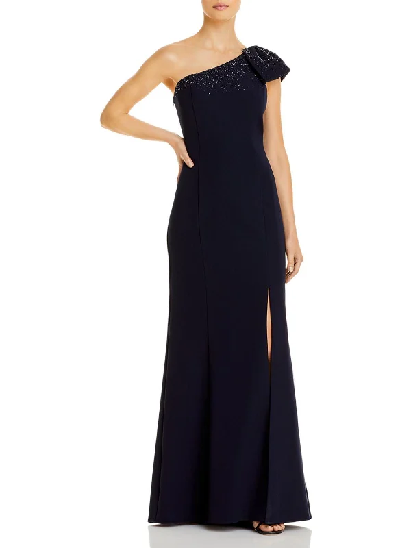 Womens One Shoulder Embellished Evening Dress Tunics Yoga stretchy
