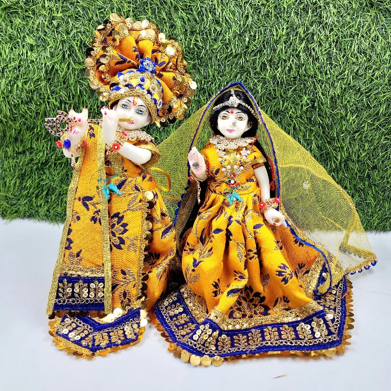 Beautiful Yellow brockett dress for Radha Krishna ji Tunics Short Trendy