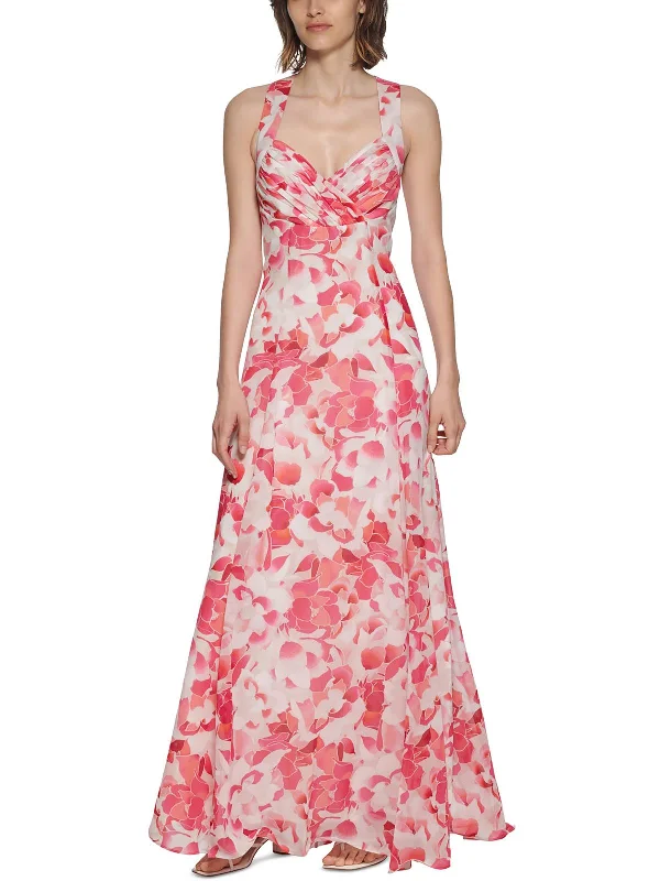 Womens Floral Print Maxi Evening Dress Tunics Trendy modern