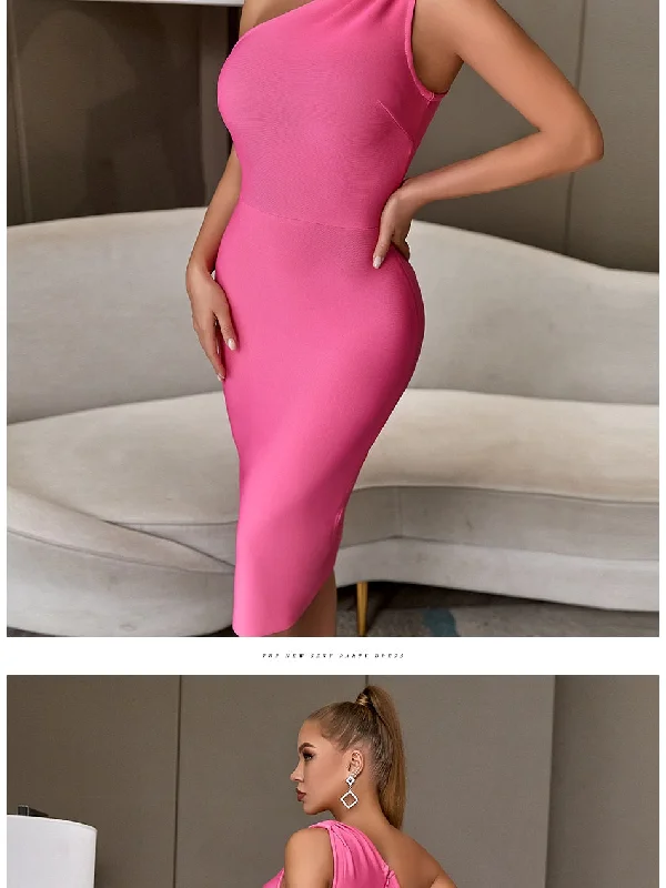 One Shoulder Elegant Bodycon Bandage Dress For Women New Summer Sexy Sleeveless Celebrity Evening Club Party Dress Outfits Tunics Running lightweight One Shoulder Elegant Bodycon Bandage Dress For Women New Summer Sexy Sleeveless Celebrity Evening Club Party Dress Outfits Tunics Running lightweight