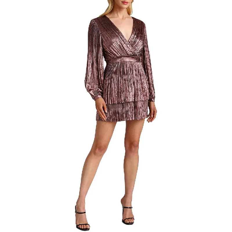 Avec Les Filles Womens Tiered Mini Cocktail And Party Dress Tunics Fall fleece