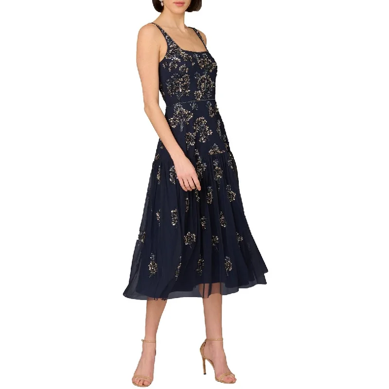 Aidan Mattox Womens Beaded Midi Cocktail And Party Dress Tunics Luxurious premium