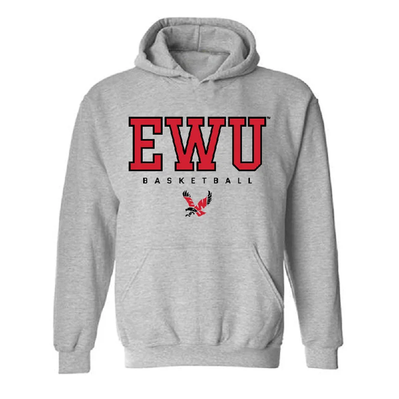 Eastern Washington - NCAA Women's Basketball : Jaecy Eggers - Classic Shersey Hooded Sweatshirt Hoodie with Hem Frayed Vintage Worn Eastern Washington - NCAA Women's Basketball : Jaecy Eggers - Classic Shersey Hooded Sweatshirt Hoodie with Hem Frayed Vintage Worn