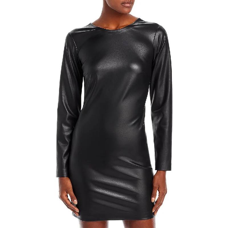 Aqua Womens Faux Leather Mini Cocktail and Party Dress Tunics Canvas sturdy