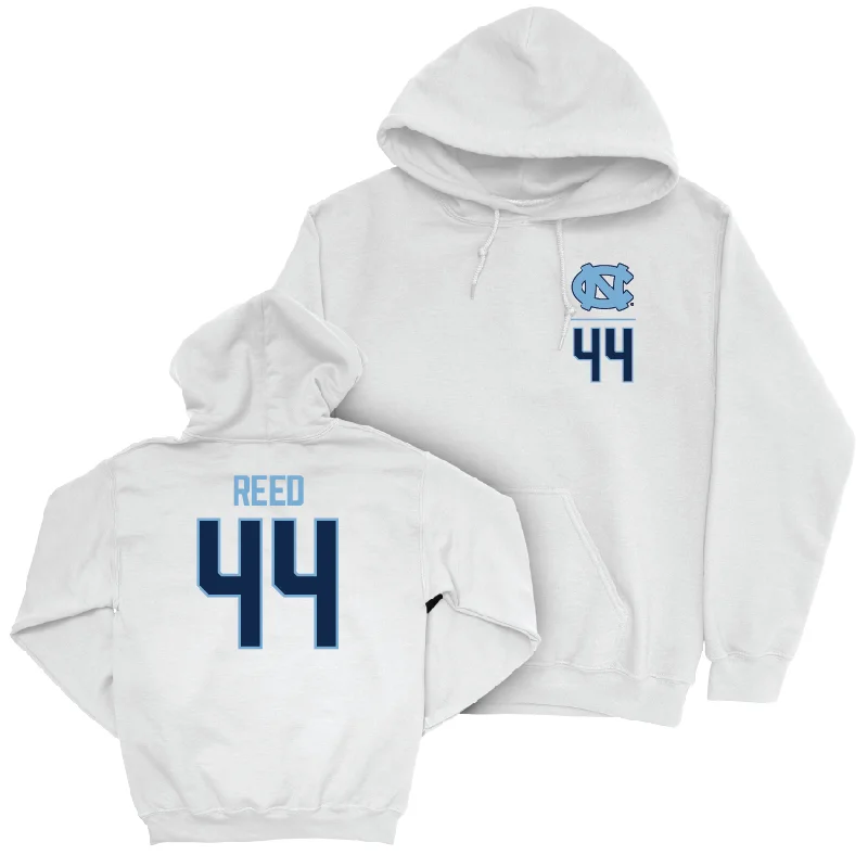 UNC Women's Lacrosse White Logo Hoodie - Flynn Reed Hoodie with Hem Embroidery Detailed Premium UNC Women's Lacrosse White Logo Hoodie - Flynn Reed Hoodie with Hem Embroidery Detailed Premium