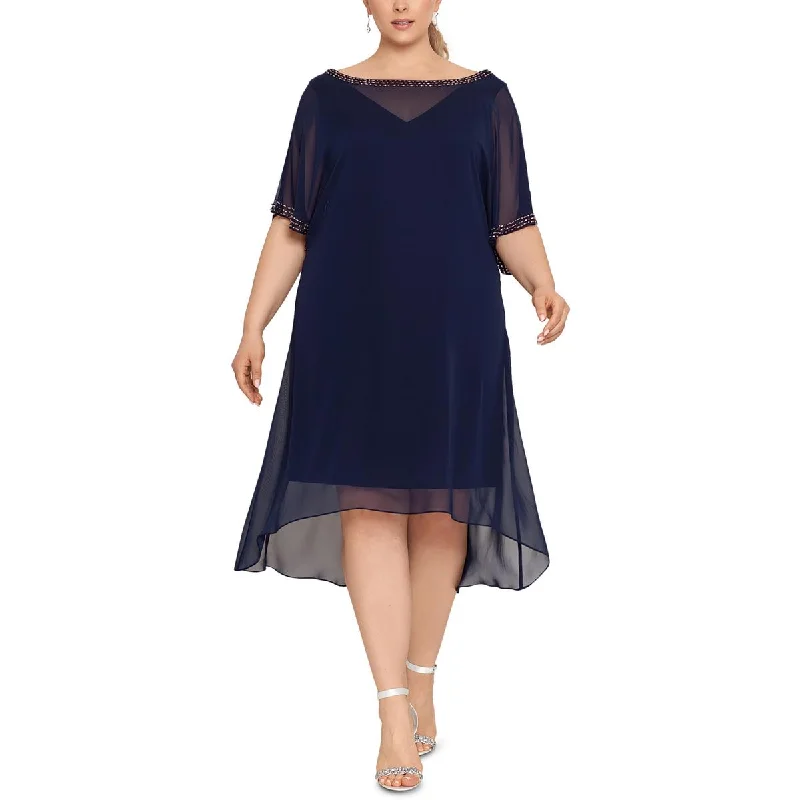 Betsy & Adam Womens Plus Chiffon Embellished Cocktail and Party Dress A-Line Day Work Betsy & Adam Womens Plus Chiffon Embellished Cocktail and Party Dress A-Line Day Work