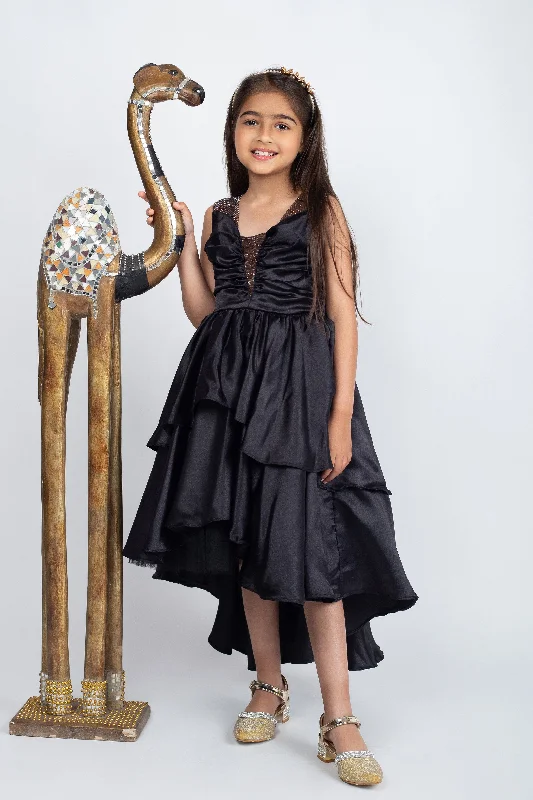 Pre-Order: Stain double Flare Dress highlighted with embellished net Tunics Seasonal trendy