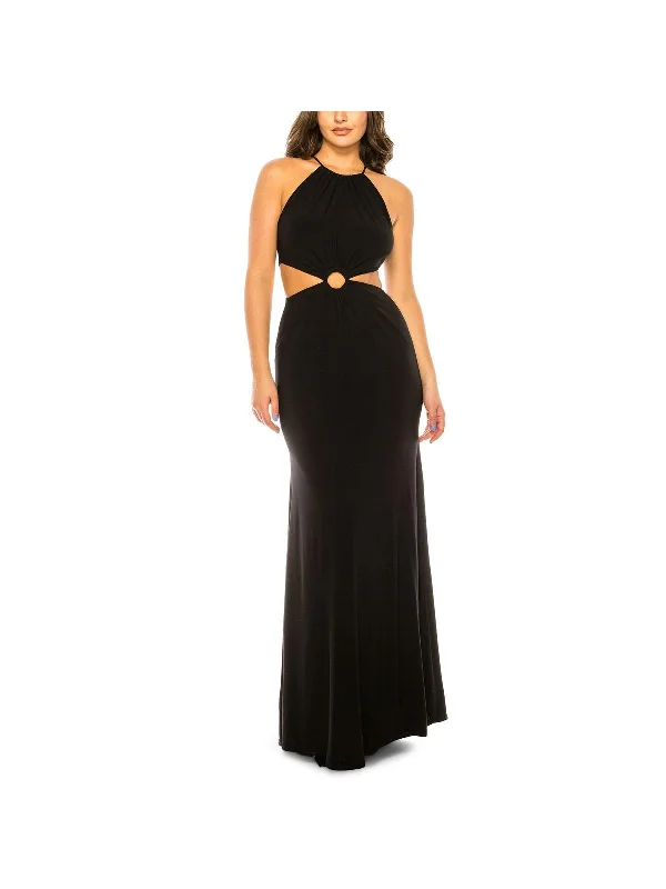 Juniors Womens Cut Out Halter Evening Dress Tunics Corduroy durable