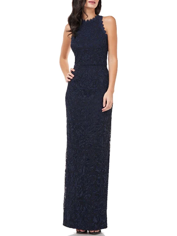 Womens Embroidered Scalloped Evening Dress Tunics Versatile stylish