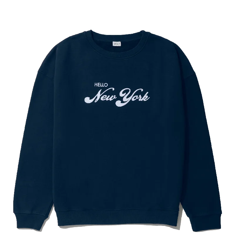 The Oversized Hello New York Sweatshirt - Navy Hoodie Jacket Zipper Layering
