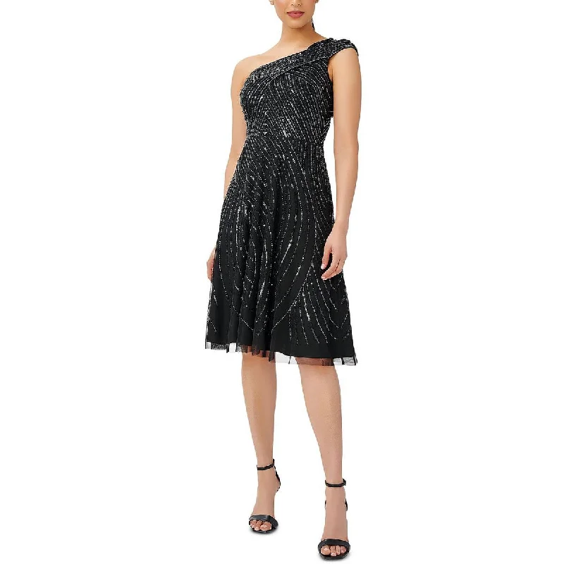 Adrianna Papell Womens One Shoulder Embellished Cocktail and Party Dress Tunics Velvet soft Adrianna Papell Womens One Shoulder Embellished Cocktail and Party Dress Tunics Velvet soft