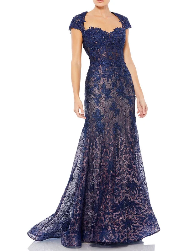 Womens Lace Open Back Evening Dress Tunics Travel practical