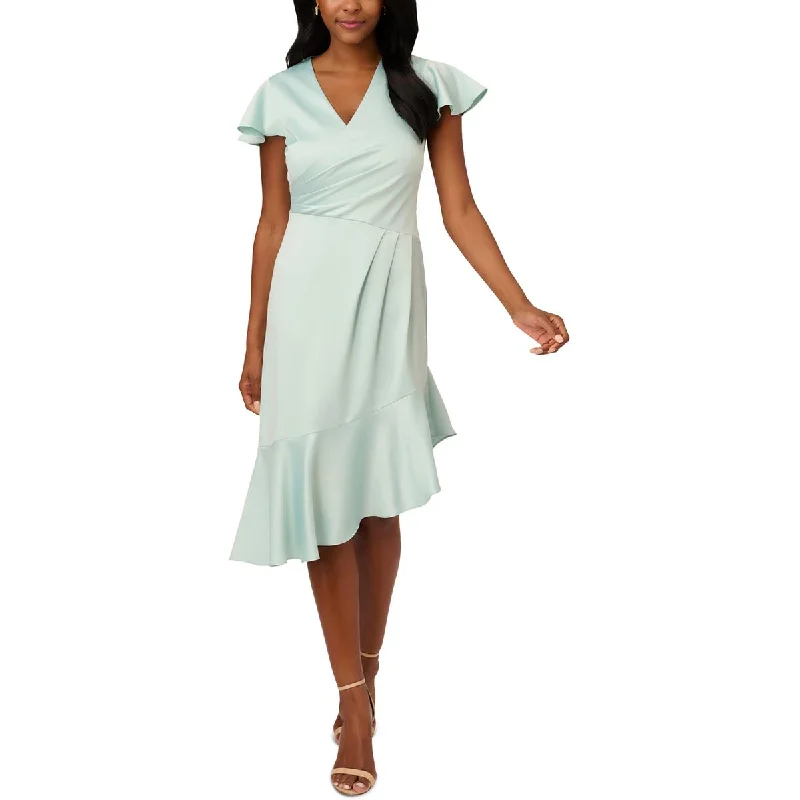Adrianna Papell Womens Pleated Satin Cocktail And Party Dress Tunics Chinos classic