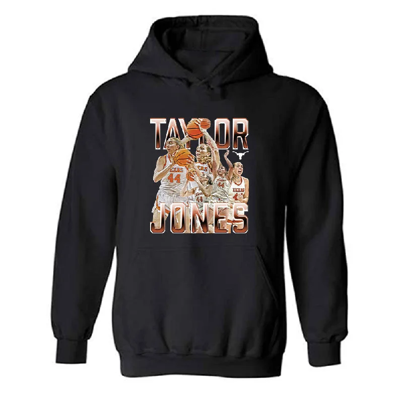 Texas - NCAA Women's Basketball : Taylor Jones - Player Collage Hooded Sweatshirt Hoodie with Full-Zip Functional Layering Texas - NCAA Women's Basketball : Taylor Jones - Player Collage Hooded Sweatshirt Hoodie with Full-Zip Functional Layering