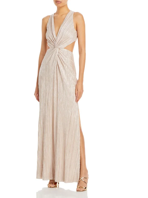Womens Metallic Maxi Evening Dress Tunic Top Casual