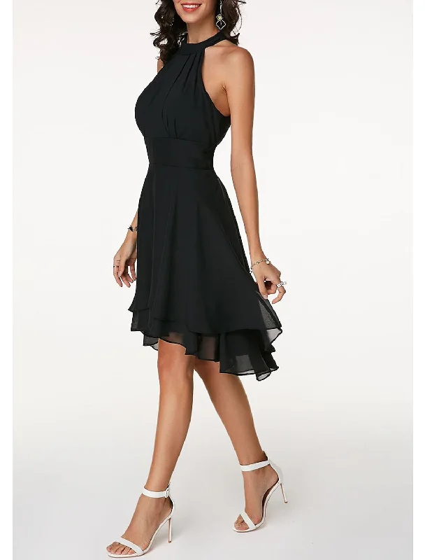 A-Line/Princess Halter Knee-Length Sleeveless Cocktail Party Dresses Chiffon with Ruffles Tunics Winter warm A-Line/Princess Halter Knee-Length Sleeveless Cocktail Party Dresses Chiffon with Ruffles Tunics Winter warm